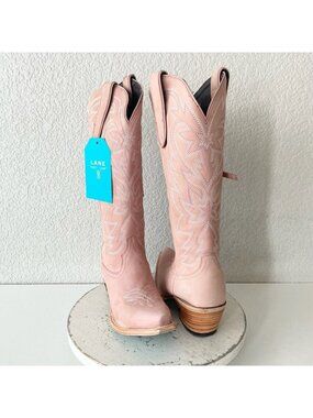 Lane SMOKESHOW Womens Cowboy Boots 7.5 Pink Leather Western Cowgirl Mid Calf